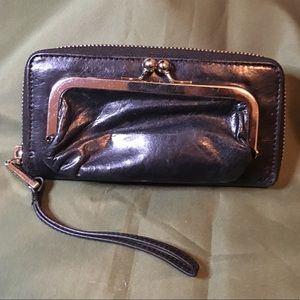 Black leather hobo wristlet/wallet. Barely used